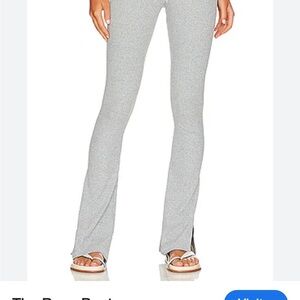 Gray Ribbed High Waist Flare Pants